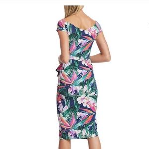 CHIARA BONI LA PETITE ROBE Berenika Floral Off-The-Shoulder Sheath Dress NEW sz6
